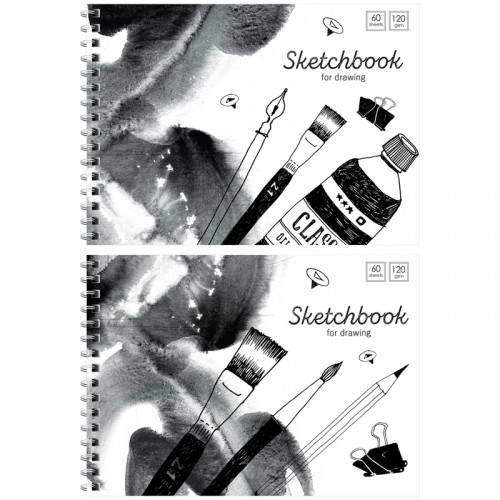 Скетчбук-блокнот 60л., А5 ArtSpace Black/white mood, на гребне, 120г/м2