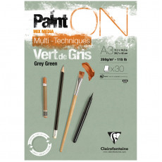 Скетчбук - альбом для смешанных техник 30л., А3, на склейке Clairefontaine Paint'ON Grey Green, серо-зеленый, 250г/м2