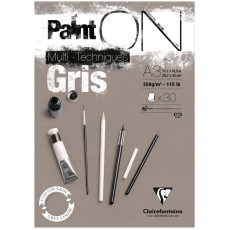 Скетчбук - альбом для смешанных техник 30л., А3, на склейке Clairefontaine Paint'ON Grey, серый, 250г/м2