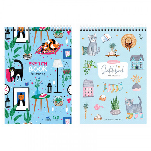 Скетчбук 60л., А6 ArtSpace Cats, на гребне, 120г/м2