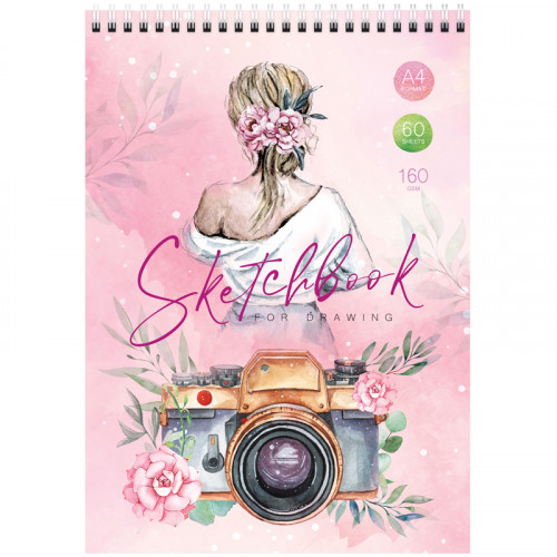Скетчбук 60л., А4 ArtSpace Cute photo, на гребне, 160г/м2
