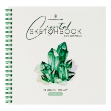 Скетчбук для графики и эскизов 40л., 190*190 Greenwich Line Crystal. Emerald Stone, на гребне, 160г/м2