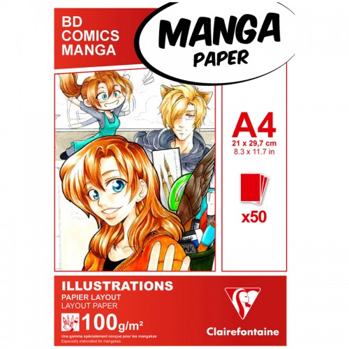 Скетчбук для маркеров 50л., А4 Clairefontaine Manga Illustrations, на склейке, 100г/м2