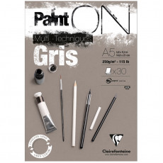 Скетчбук - альбом для смешанных техник 30л., А5, на склейке Clairefontaine Paint'ON Grey, серый, 250г/м2