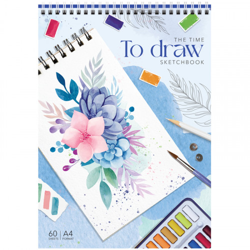 Скетчбук 60л., А4 ArtSpace To draw, на гребне, 160г/м2