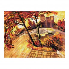 Алмазная мозаика ТРИ СОВЫ Золотая осень, 30*40см, холст на деревянном подрамнике, картонная коробка с пластиковой ручкой