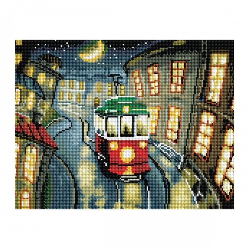 Алмазная мозаика ТРИ СОВЫ Трамвай, 30*40см, холст, картонная коробка с пластиковой ручкой