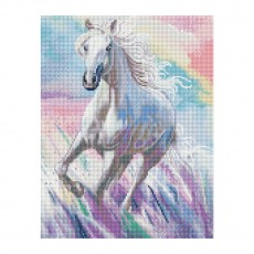 Алмазная мозаика ТРИ СОВЫ Белая лошадь, 30*40см, холст, картонная коробка с пластиковой ручкой