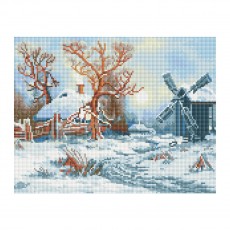 Алмазная мозаика ТРИ СОВЫ Зима в деревне, 30*40см, холст, картонная коробка с пластиковой ручкой