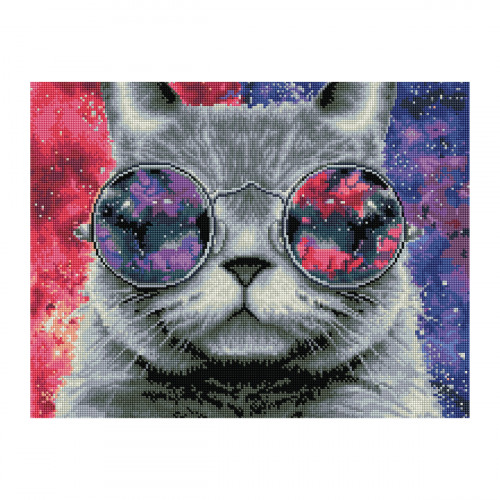 Алмазная мозаика ТРИ СОВЫ Кошачий космос, 40*50см, холст на деревянном подрамнике, картонная коробка с пластиковой ручкой