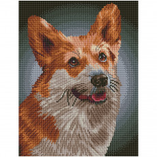 Алмазная мозаика ТРИ СОВЫ Корги, 30*40см, холст на деревянном подрамнике, картонная коробка с пластиковой ручкой