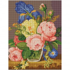 Алмазная мозаика ТРИ СОВЫ Букет цветов, 40*50см, холст на деревянном подрамнике, картонная коробка с пластиковой ручкой
