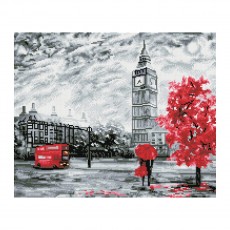Алмазная мозаика ТРИ СОВЫ Красный Лондон, 40*50см, холст, картонная коробка с пластиковой ручкой