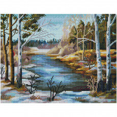 Алмазная мозаика ТРИ СОВЫ Весна пришла, 30*40см, холст на деревянном подрамнике, картонная коробка с пластиковой ручкой