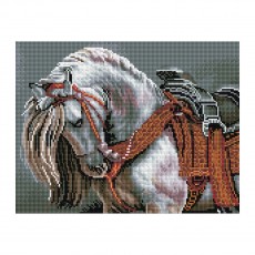 Алмазная мозаика ТРИ СОВЫ Богатырский конь, 30*40см, холст на деревянном подрамнике, картонная коробка с пластиковой ручкой