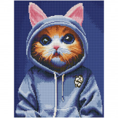 Алмазная мозаика ТРИ СОВЫ Модный кот, 30*40см, холст на деревянном подрамнике, картонная коробка с пластиковой ручкой