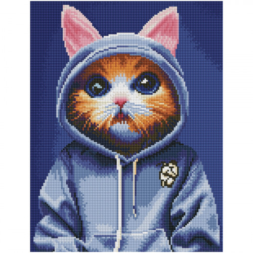 Алмазная мозаика ТРИ СОВЫ Модный кот, 30*40см, холст на деревянном подрамнике, картонная коробка с пластиковой ручкой