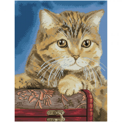 Алмазная мозаика ТРИ СОВЫ Кошка, 40*50см, холст на деревянном подрамнике, картонная коробка с пластиковой ручкой