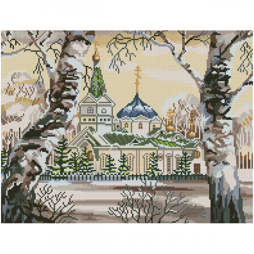 Алмазная мозаика ТРИ СОВЫ Собор, 40*50см, холст на деревянном подрамнике, картонная коробка с пластиковой ручкой