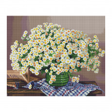 Алмазная мозаика ТРИ СОВЫ Ромашки, 40*50см, холст, картонная коробка с пластиковой ручкой