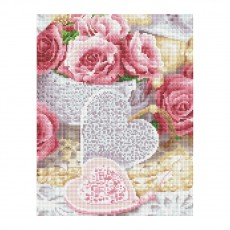 Алмазная мозаика ТРИ СОВЫ Розы, 30*40см, холст, картонная коробка с пластиковой ручкой