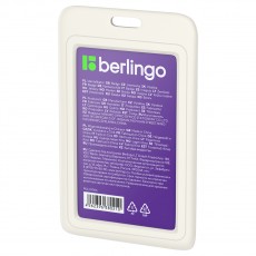 Бейдж вертикальный Berlingo ID 200, 85*55мм, светло-серый, без держателя, крышка-слайдер