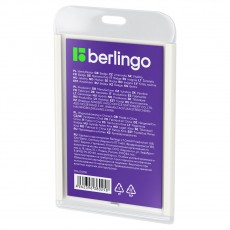 Бейдж вертикальный Berlingo ID 400, 55*85мм, светло-серый, без держателя