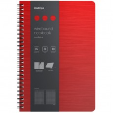 Бизнес-тетрадь В5+, 80л., Berlingo Steel&Style, клетка, на гребне, 80г/м2, пластик. (полифом) обложка, линейка-закладка, красная