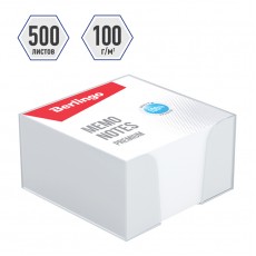 Блок для записи Berlingo Premium 9*9*4,5см, пластиковый бокс, белый, 100% белизна