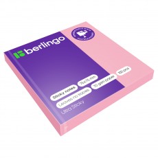 Самоклеящийся блок Berlingo Ultra Sticky, 75*75мм, 100л., пастель, розовый