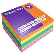 Самоклеящийся блок Berlingo Ultra Sticky, 75*75мм, 450л., 5 неоновых цветов + 1 белый