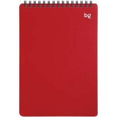 Блокнот А5 60л. на гребне BG Base, красная пластиковая обложка, тиснение фольгой