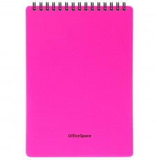 Блокнот А5 60л. на гребне OfficeSpace Neon, розовая пластиковая обложка