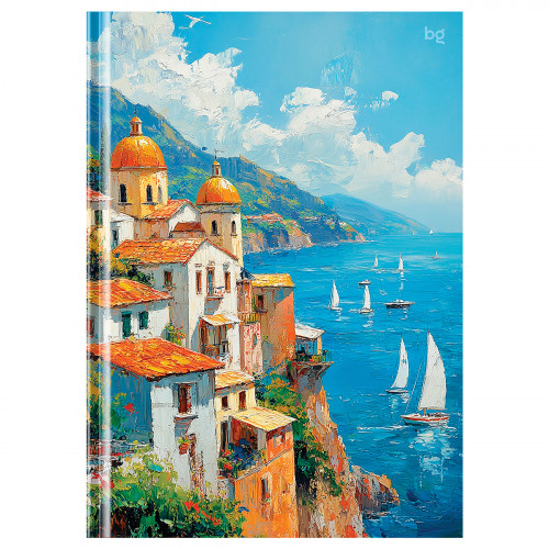 Бизнес-блокнот А5, 80л., евроформат, BG "Горы у моря", глянцевая ламинация