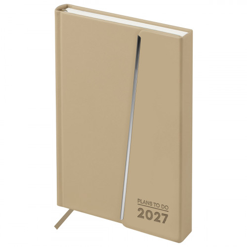 Ежедневник датированный 2027г., А5, 176л., твердый переплет, кожзам Soft touch, BG "Magnet. Vanilla", ванильный, магнитный клапан