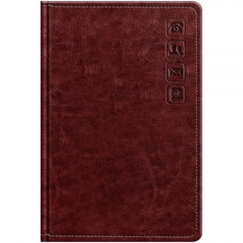 Телефонная книга А7, 64л., кожзам, BG "Nebraska. Dark red", с вырубкой