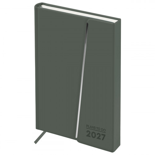 Ежедневник датированный 2027г., А5, 176л., твердый переплет, кожзам Soft touch, BG "Magnet. Grey", серый, магнитный клапан