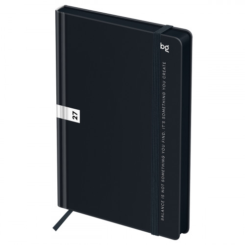 Ежедневник датированный 2027г, А5, 176л., 7БЦ BG"Monochrome. Black", черный, soft touch