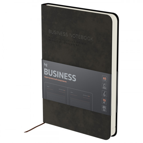Ежедневник недатированный, А5, 136л., мягкий переплет, кожзам, BG "Business. Tobacco", коричневый