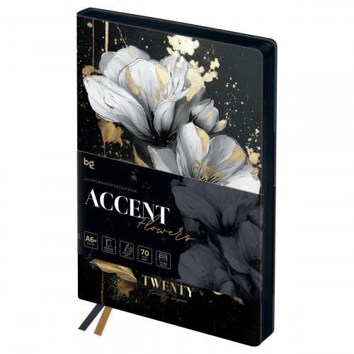 Ежедневник датированный 2027г., А6+, 176л., мягкий переплет, кожзам, BG "Accent", цветы, фольгированный срез