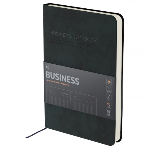 Ежедневник недатированный, А5, 136л., мягкий переплет, кожзам, BG "Business. Graphite", темно-серый