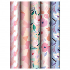 Упаковочная бумага глянц. 70*100см, MESHU Floral mood, 80 г/м2, ассорти, 5 дизайнов