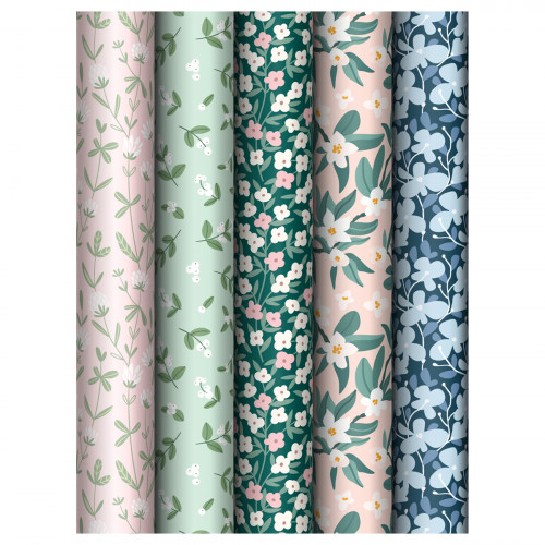 Упаковочная бумага глянц. 70*100см, MESHU Meadow, 80 г/м2, ассорти, 5 дизайнов