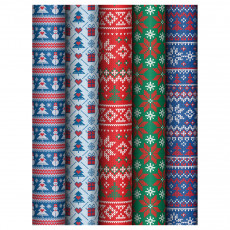 Упаковочная бумага глянц. 70*100см, MESHU Nordic, 80 г/м2, ассорти, 5 дизайнов