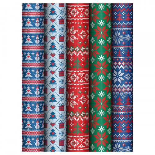 Упаковочная бумага глянц. 70*100см, MESHU Nordic, 80 г/м2, ассорти, 5 дизайнов