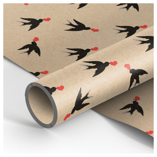 Упаковочная бумага крафт 70*100см, MESHU Swallows, 70г/м2