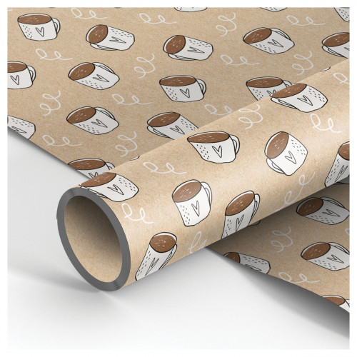 Упаковочная бумага крафт 70*100см, MESHU Morning coffee, 70г/м2