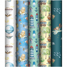 Упаковочная бумага глянц. 70*100см, MESHU Мир техники, 80г/м2, ассорти 5 дизайнов