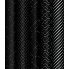 Упаковочная бумага глянц. 70*100см, MESHU Pattern on black, 80г/м2, ассорти 5 дизайнов