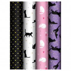 Упаковочная бумага глянц. 70*100см, MESHU Grace cats, 80 г/м2, ассорти, 4 дизайна
